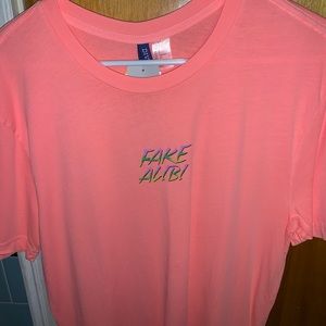 colorful fake alibi t-shirt